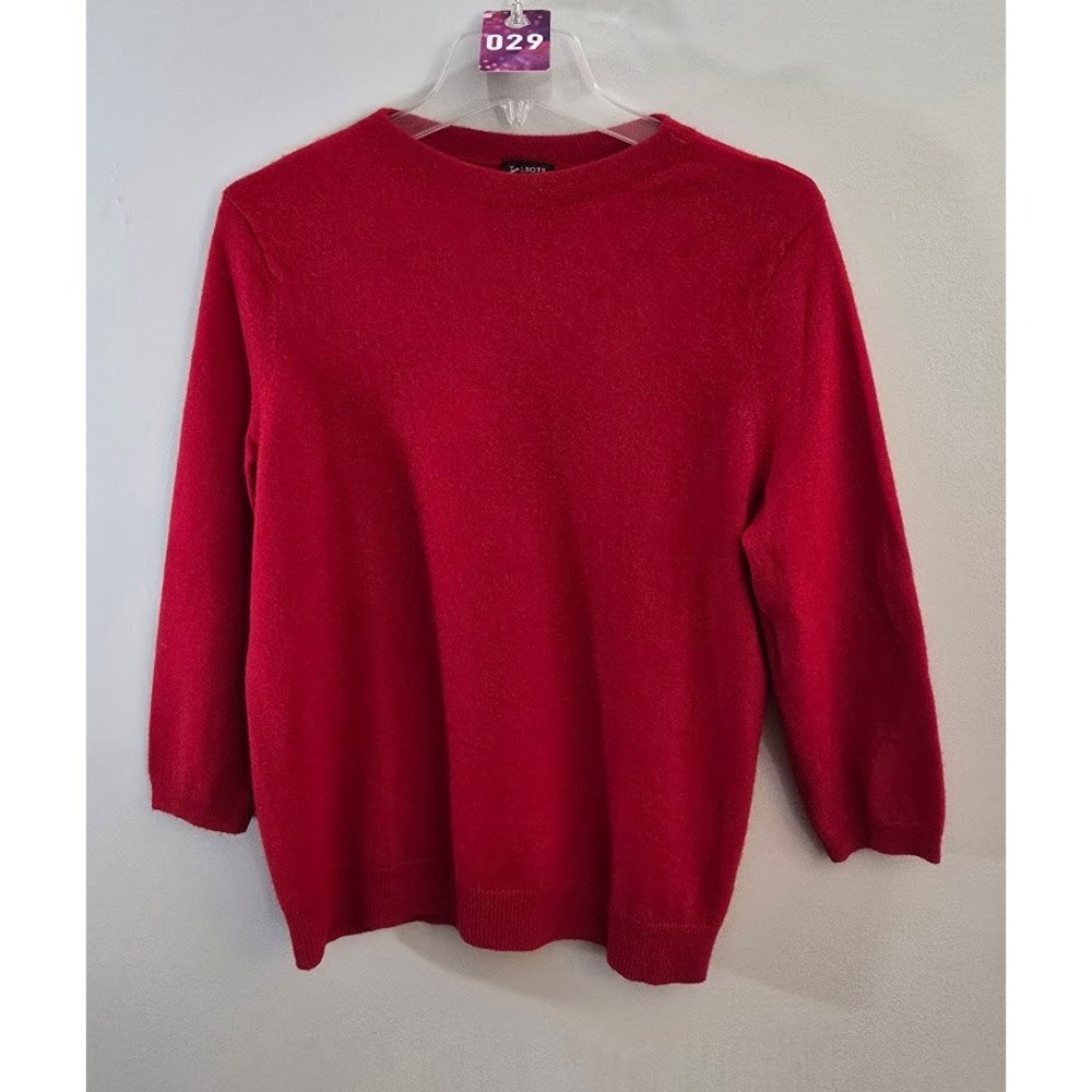 Talbots Womens Sweater Red Pure 100% Cashmere Crewneck Pull Over Soft Size XL